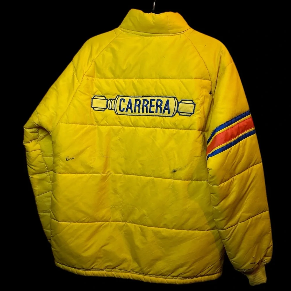 vintage Carrera Yellow racing team jacket mens varsity Porsche auto fashion L